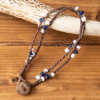 カラフルビーズのシンプルアンクレット　青系アソート(NP-ACS-832)