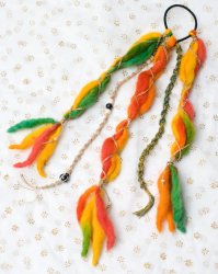 フェルトのヒッピーヘアゴム 【オレンジ・黄色・緑系】の商品写真