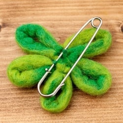 フェルトの大きなお花ブローチ　キルトピン - 黄緑×緑 - サブ2