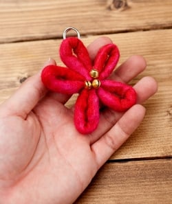 フェルトの大きなお花ブローチ　キルトピン - ピンク×赤 - サブ4