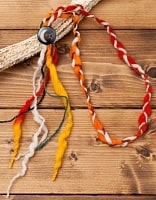 もこもこフェルトのヒッピーヘアバンド - 赤×オレンジ×黄×白系の商品写真