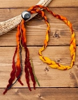 もこもこフェルトのヒッピーヘアバンド - 黄×オレンジ×赤茶系の商品写真