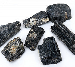 ブラック トルマリンの原石[100g-150gの石 7個セット 計:537g]の商品写真