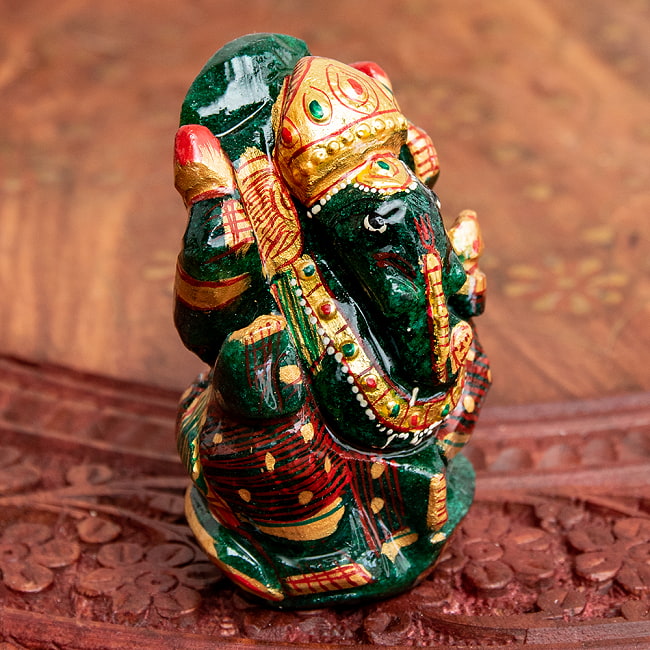 【一点物】手彫りのマルガジ・ガネーシャ（インド翡翠） - 約168g 3 - 別の角度から見てみました。
