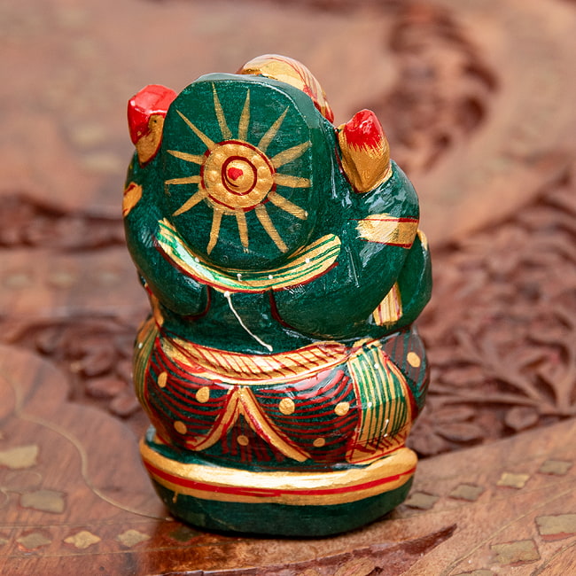 【一点物】手彫りのマルガジ・ガネーシャ（インド翡翠） - 約148g 6 - 背中側も美しくペイントされています。