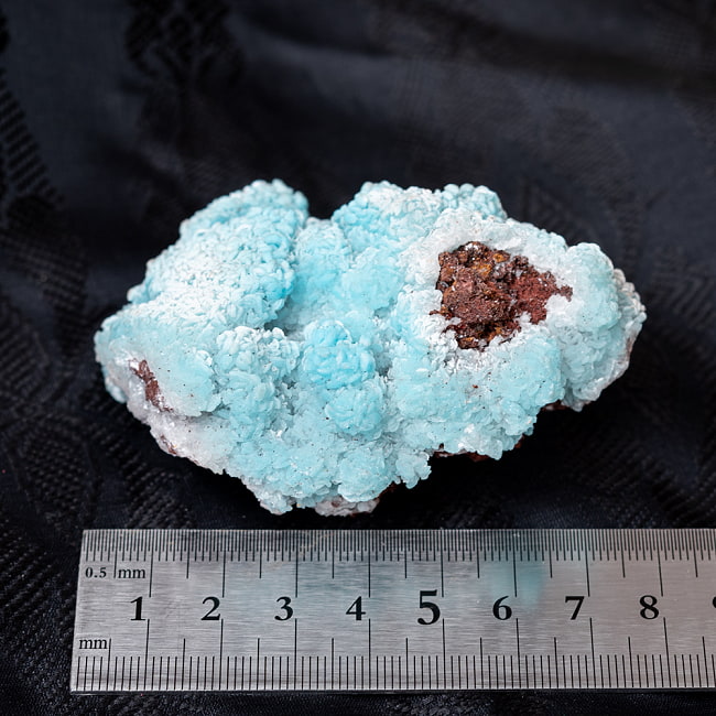 〔一点物〕ブルースミソナイト　原石　天然石　ニューメキシコ産〔128g〕 5 - ものさしとのサイズ比較です