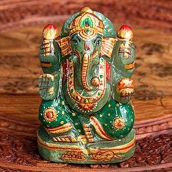 【一点物・天然石】手彫りのアングリ・ガネーシャ（インド翡翠） - 約10.5cm