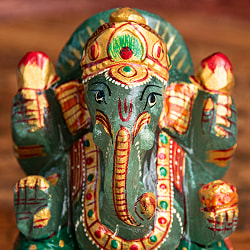 【一点物・天然石】手彫りのアングリ・ガネーシャ（インド翡翠） - 約10cm - サブ2