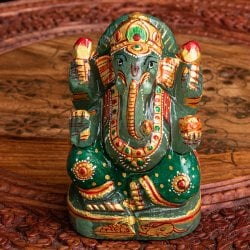 【一点物・天然石】手彫りのアングリ・ガネーシャ(インド翡翠) - 約10cm