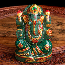【一点物・天然石】手彫りのアングリ・ガネーシャ（インド翡翠） - 約10.5cm