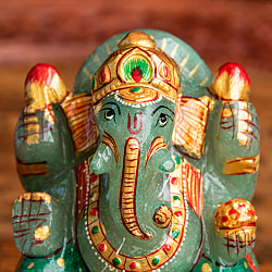 【一点物・天然石】手彫りのアングリ・ガネーシャ（インド翡翠） - 約10cm - サブ2