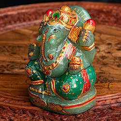 【一点物・天然石】手彫りのアングリ・ガネーシャ（インド翡翠） - 約10cm - サブ3