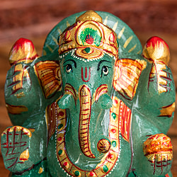 【一点物・天然石】手彫りのアングリ・ガネーシャ（インド翡翠） - 約10cm - サブ2