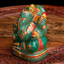 【一点物・天然石】手彫りのアングリ・ガネーシャ（インド翡翠） - 約10cm - サブ3