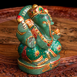 【一点物・天然石】手彫りのアングリ・ガネーシャ（インド翡翠） - 約10cm - サブ4