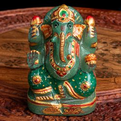【一点物・天然石】手彫りのアングリ・ガネーシャ(インド翡翠) - 約10cm