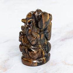 【一点物・天然石】手彫りのヴャーグラ・ネートラ・ラトナ・ガネーシャ - タイガーアイ 約158g - サブ5