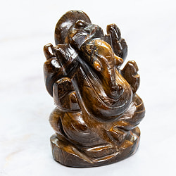 【一点物・天然石】手彫りのヴャーグラ・ネートラ・ラトナ・ガネーシャ - タイガーアイ 約94g - サブ3