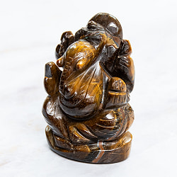 【一点物・天然石】手彫りのヴャーグラ・ネートラ・ラトナ・ガネーシャ - タイガーアイ 約94g - サブ4