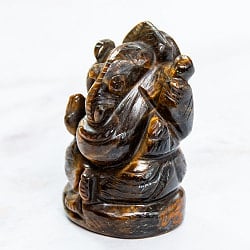 【一点物・天然石】手彫りのヴャーグラ・ネートラ・ラトナ・ガネーシャ - タイガーアイ 約150g - サブ4