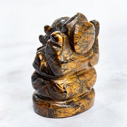 【一点物・天然石】手彫りのヴャーグラ・ネートラ・ラトナ・ガネーシャ - タイガーアイ 約150g - サブ5