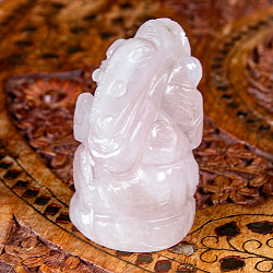 【一点物・天然石】手彫りのグラービ・スファティク・ガネーシャ - ローズクォーツ 約149g - サブ4