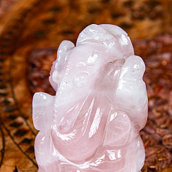【一点物・天然石】手彫りのグラービ・スファティク・ガネーシャ - ローズクォーツ 約154g - サブ2