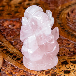 【一点物・天然石】手彫りのグラービ・スファティク・ガネーシャ - ローズクォーツ 約154g - サブ3