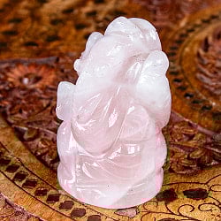 【一点物・天然石】手彫りのグラービ・スファティク・ガネーシャ - ローズクォーツ 約154g - サブ4