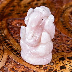 【一点物・天然石】手彫りのグラービ・スファティク・ガネーシャ - ローズクォーツ 約152g - サブ4