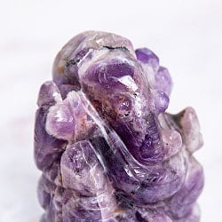 【一点物・天然石】手彫りのジャームニー・ラトナ・ガネーシャ - アメジスト 約143g - サブ2