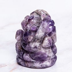 【一点物・天然石】手彫りのジャームニー・ラトナ・ガネーシャ - アメジスト 約143g - サブ3