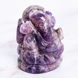 【一点物・天然石】手彫りのジャームニー・ラトナ・ガネーシャ - アメジスト 約143g - サブ4