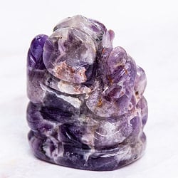 【一点物・天然石】手彫りのジャームニー・ラトナ・ガネーシャ - アメジスト 約143g - サブ5