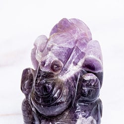 【一点物・天然石】手彫りのジャームニー・ラトナ・ガネーシャ - アメジスト 約140g - サブ2