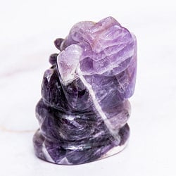 【一点物・天然石】手彫りのジャームニー・ラトナ・ガネーシャ - アメジスト 約140g - サブ5
