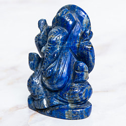 【一点物・天然石】手彫りのラージャヴァルト・ガネーシャ - ラピスラズリ 約148g - サブ4