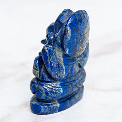【一点物・天然石】手彫りのラージャヴァルト・ガネーシャ - ラピスラズリ 約148g - サブ5