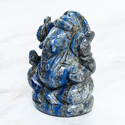 【一点物・天然石】手彫りのラージャヴァルト・ガネーシャ - ラピスラズリ 約193g - サブ4