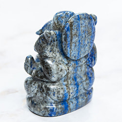 【一点物・天然石】手彫りのラージャヴァルト・ガネーシャ - ラピスラズリ 約193g - サブ5