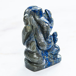 【一点物・天然石】手彫りのラージャヴァルト・ガネーシャ - ラピスラズリ 約107g - サブ3