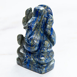 【一点物・天然石】手彫りのラージャヴァルト・ガネーシャ - ラピスラズリ 約107g - サブ4
