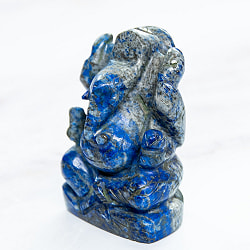 【一点物・天然石】手彫りのラージャヴァルト・ガネーシャ - ラピスラズリ 約168g - サブ4