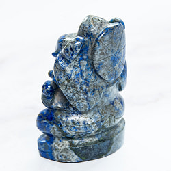 【一点物・天然石】手彫りのラージャヴァルト・ガネーシャ - ラピスラズリ 約168g - サブ5