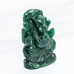 【一点物・天然石】手彫りのアングリ・ガネーシャ - インド翡翠 約71g - サブ3