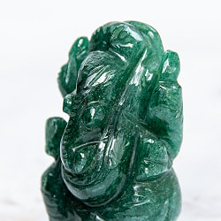 【一点物・天然石】手彫りのアングリ・ガネーシャ - インド翡翠 約66g - サブ2