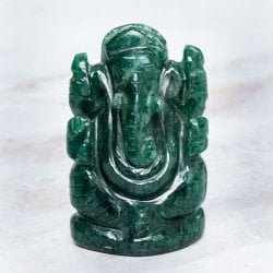 【一点物・天然石】手彫りのアングリ・ガネーシャ - インド翡翠 約66g