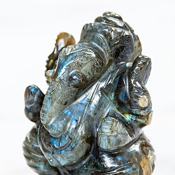 【一点物・天然石】手彫りのラブラドリイッティ・ガネーシャ - ラブラドライト 約130g - サブ2