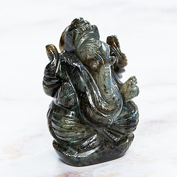 【一点物・天然石】手彫りのラブラドリイッティ・ガネーシャ - ラブラドライト 約130g - サブ3