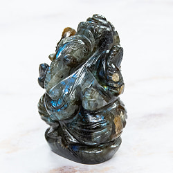 【一点物・天然石】手彫りのラブラドリイッティ・ガネーシャ - ラブラドライト 約130g - サブ4